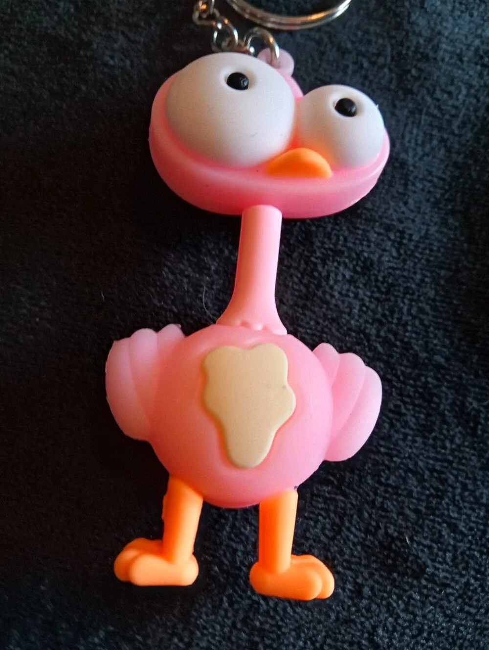 Pink Novelty Bird Keychain with Orange Beak and Feet